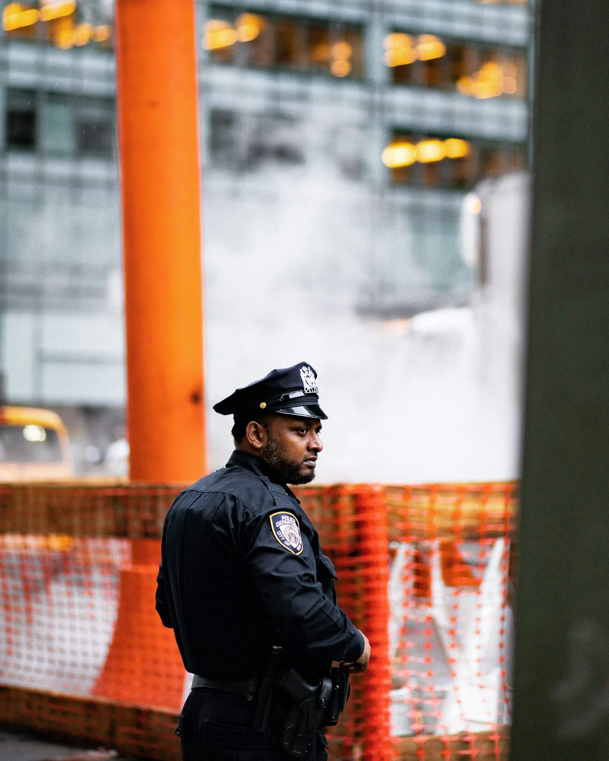 Security guard overseeing construction site