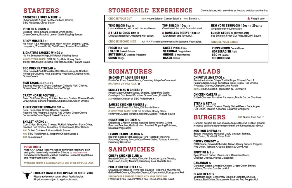 Menu — Crazy Horse Steakhouse and Saloon