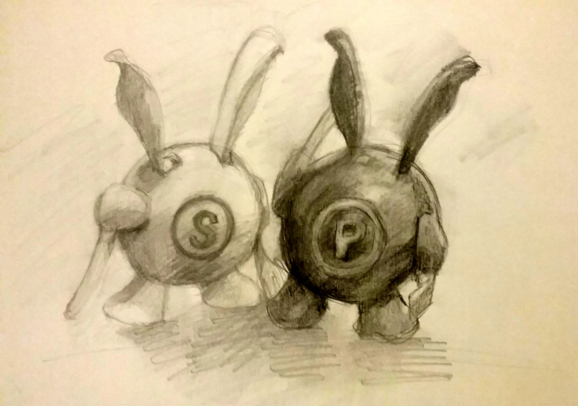 Ninja Salt and Pepper Shakers - Graphite on Paper