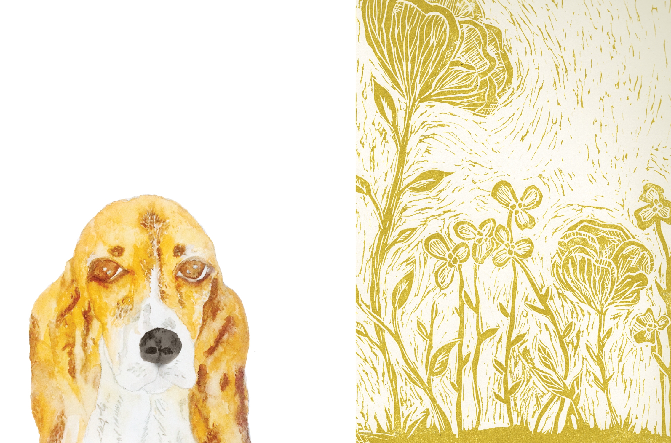 Watercolor / Linocut Letterpress Print