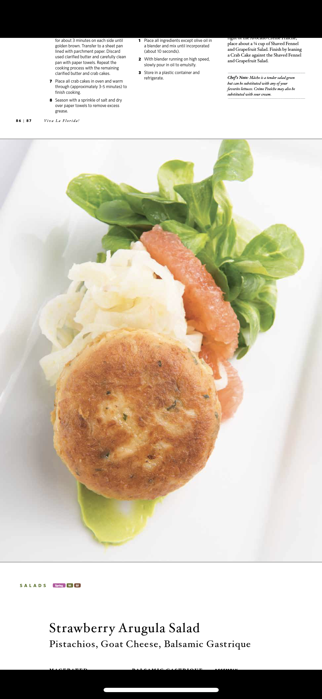 Crab Cake with Grapefruit, Fennel, Avocado and Mache