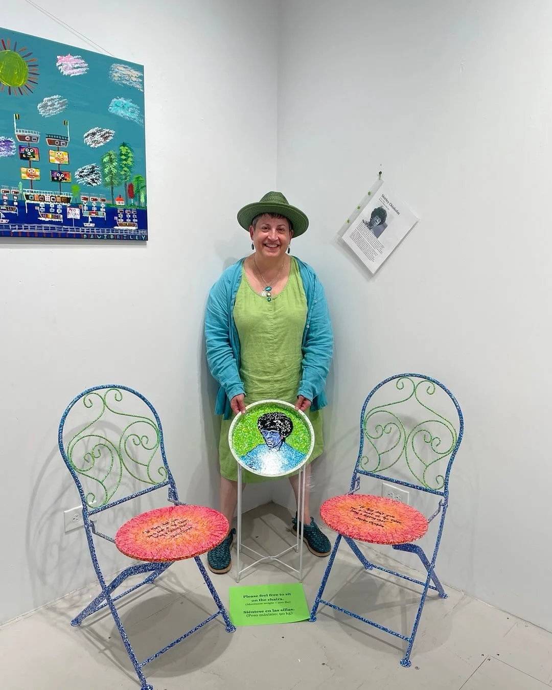 I was able to get a few photos with my artwork, &ldquo;Bring a Folding Chair&rdquo; at Atlantic Works Gallery (through August 21st)! Thanks @kristenfreitasart