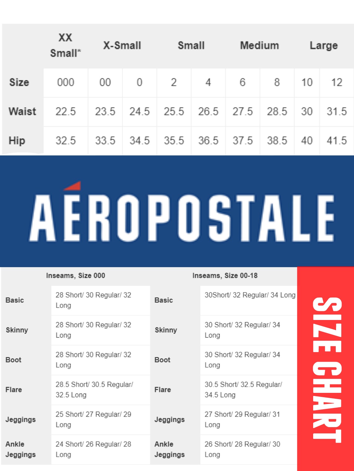Aeropostale Shorts Size Chart