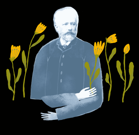 Tchaikovsky sniffing flowers.gif