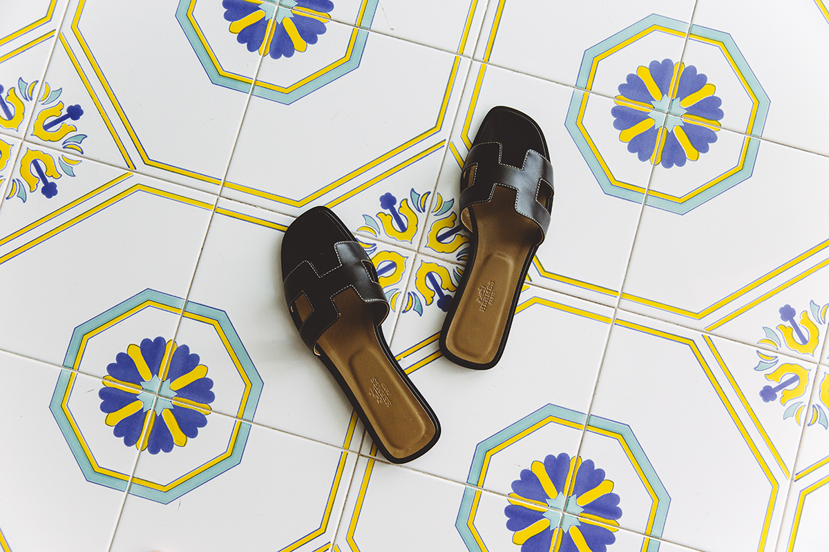  My one luxury purchase on the island, Hermes Slides 