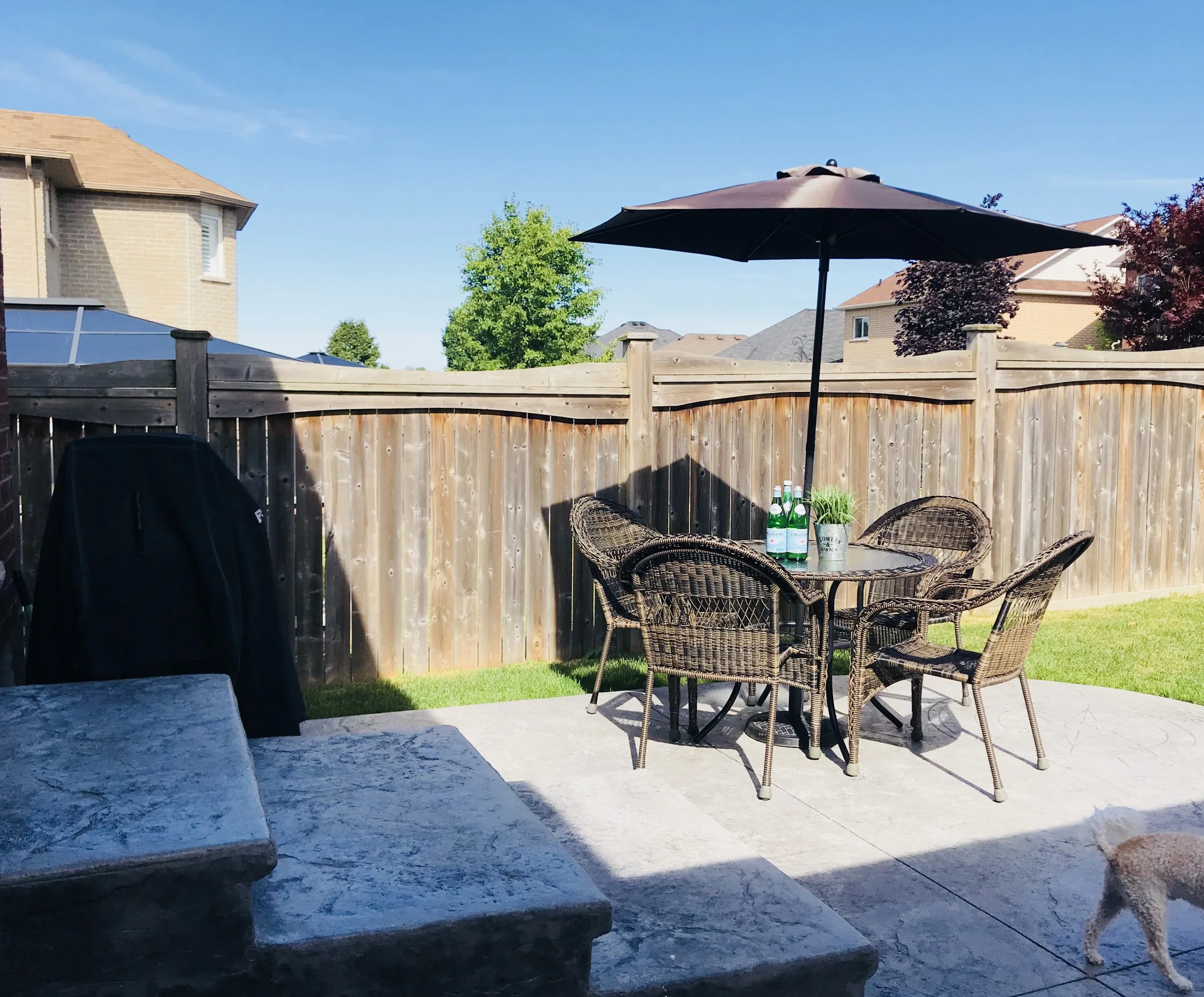 Here's a better shot of the chunky steps we love. The table and chairs came from Lowe's , they are the perfect size and a close match to our other outdoor furniture,