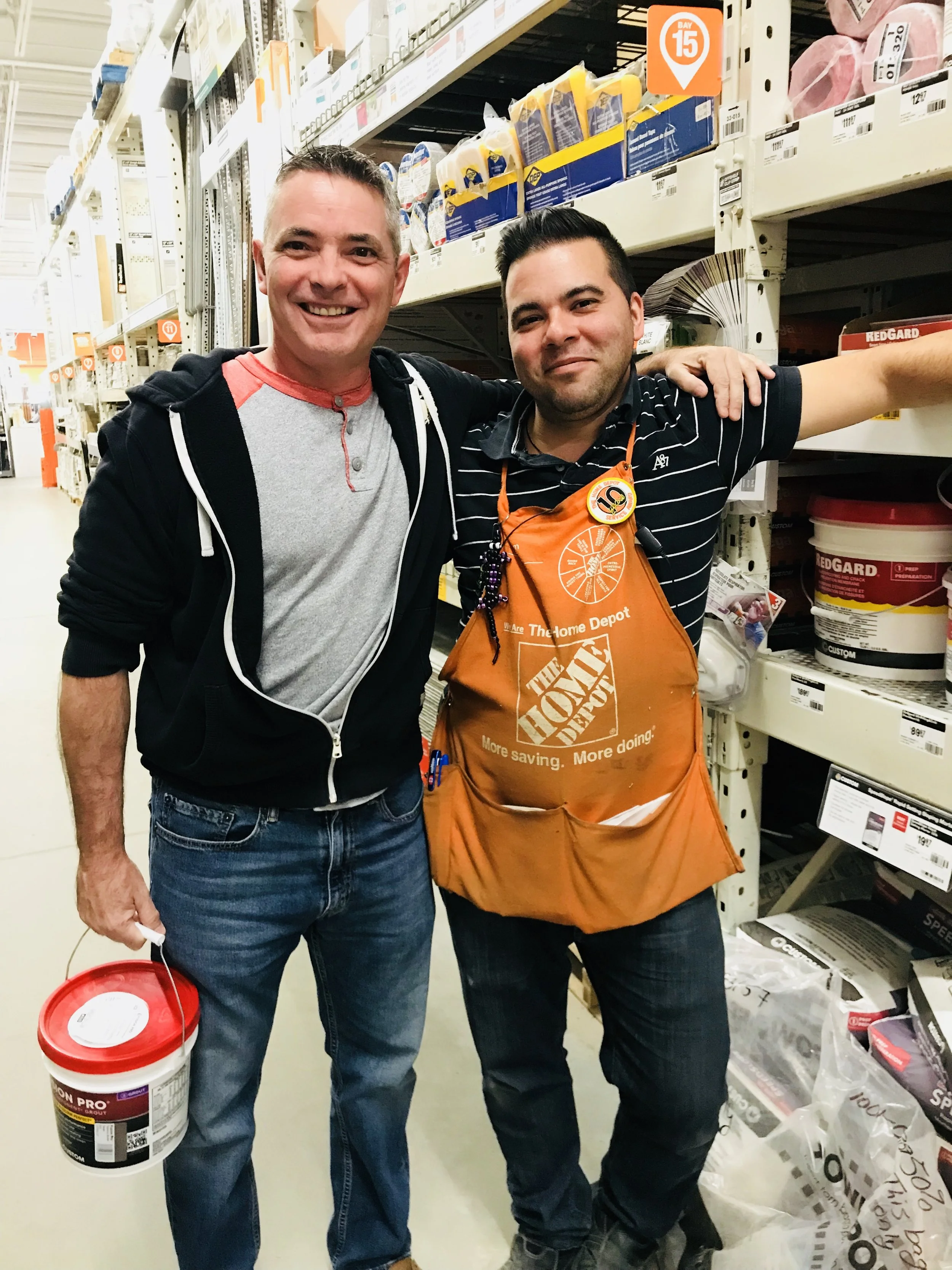 My handy hubby, Alan and Gabe from the Flooring Department at our Local Home Depot
