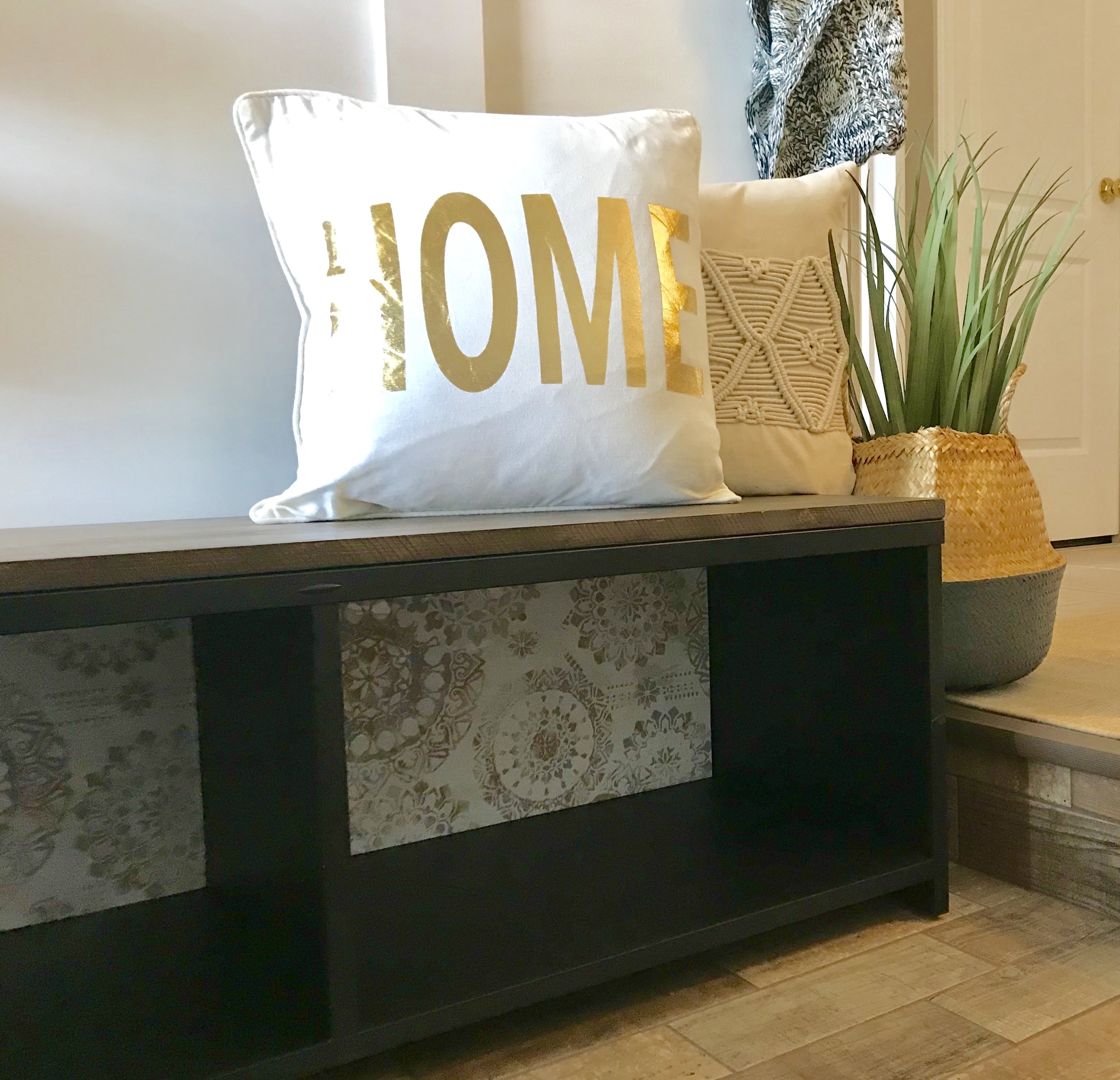 Leftover wallpaper can be used on furniture, in a picture frame, endless possibilities!