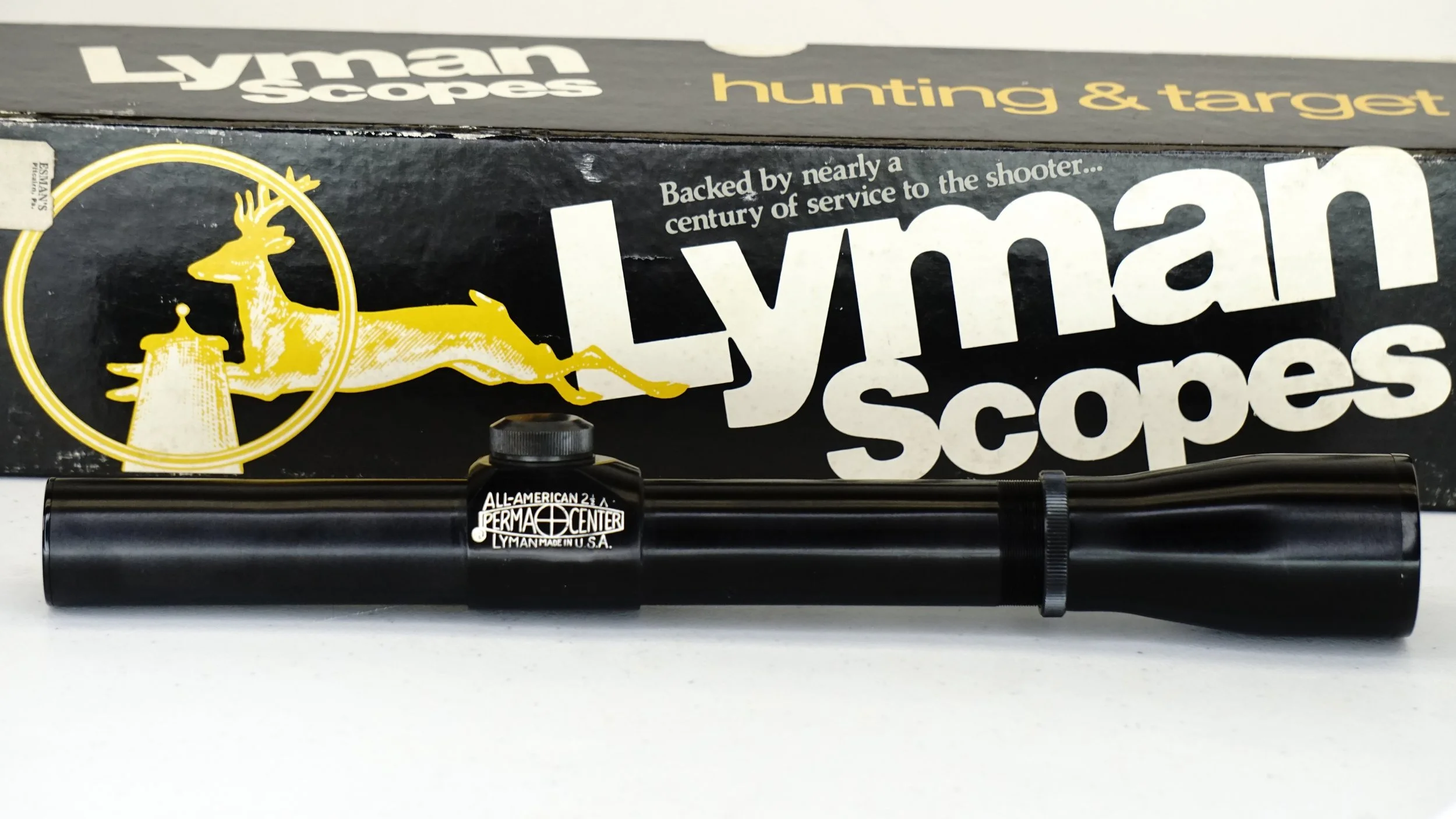 Lyman All-American 2.5x. 1". Perma Center. c.1961-85. Excellent in Box, Crosshair - Refurbished.
