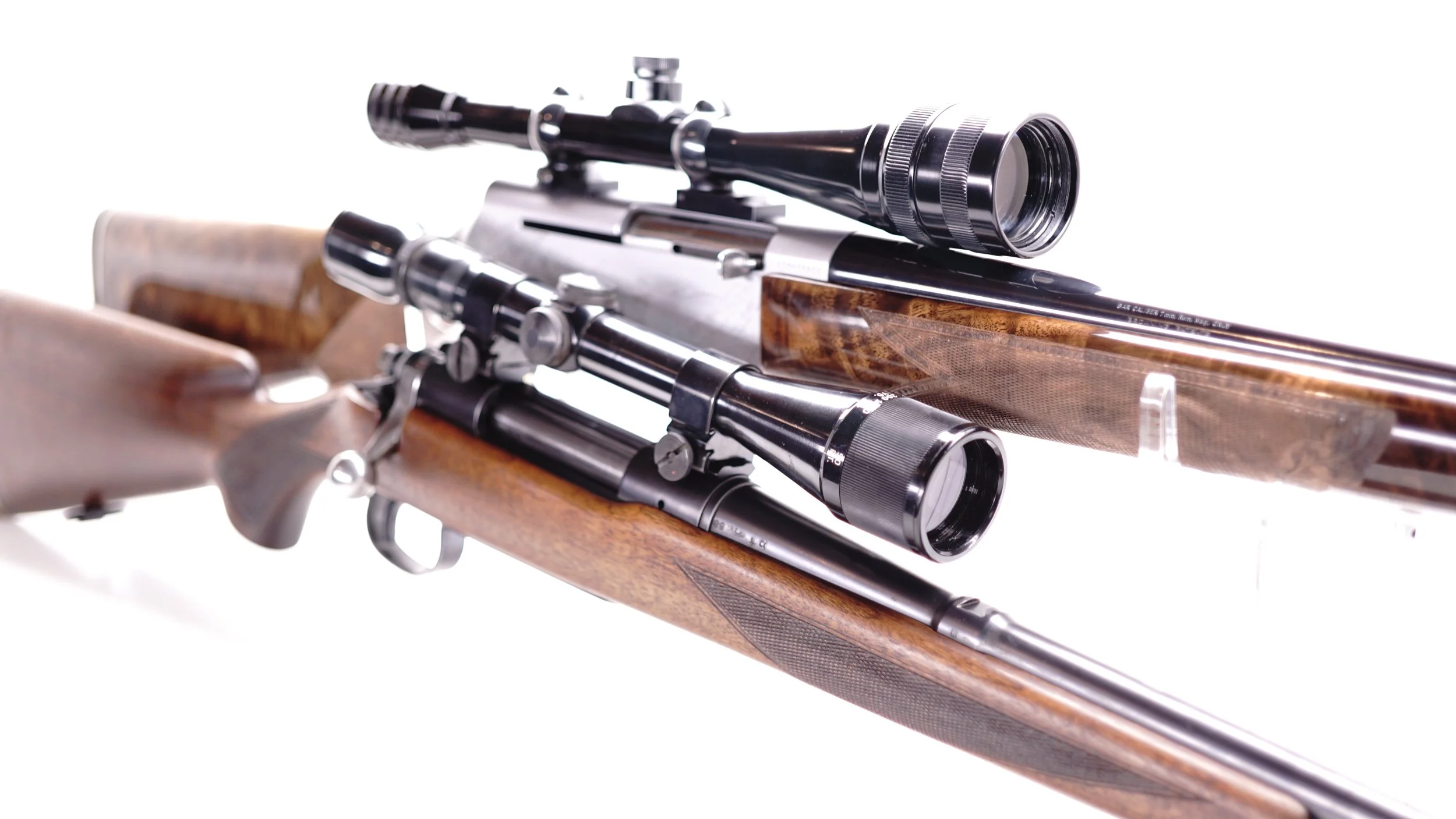 When scopes were finished to match the rifles of the day, the combinations created were each uniquely beautiful and classy. The unique features like Redfield's Accu-Trac, Accu-Range plus TV Screens and the various retro reticle options added an element of fun to shooting that was previously missing. Pictured above, a Browning BAR Grade IV in 7mm topped with a rare round view adjustable objective Redfield 4x12x Accu-Trac, Accu-Range. Below is a 1949 Remington 721B in 30.06 with Weaver mounts which were introduced in the same year and a slightly later made V9 AO.