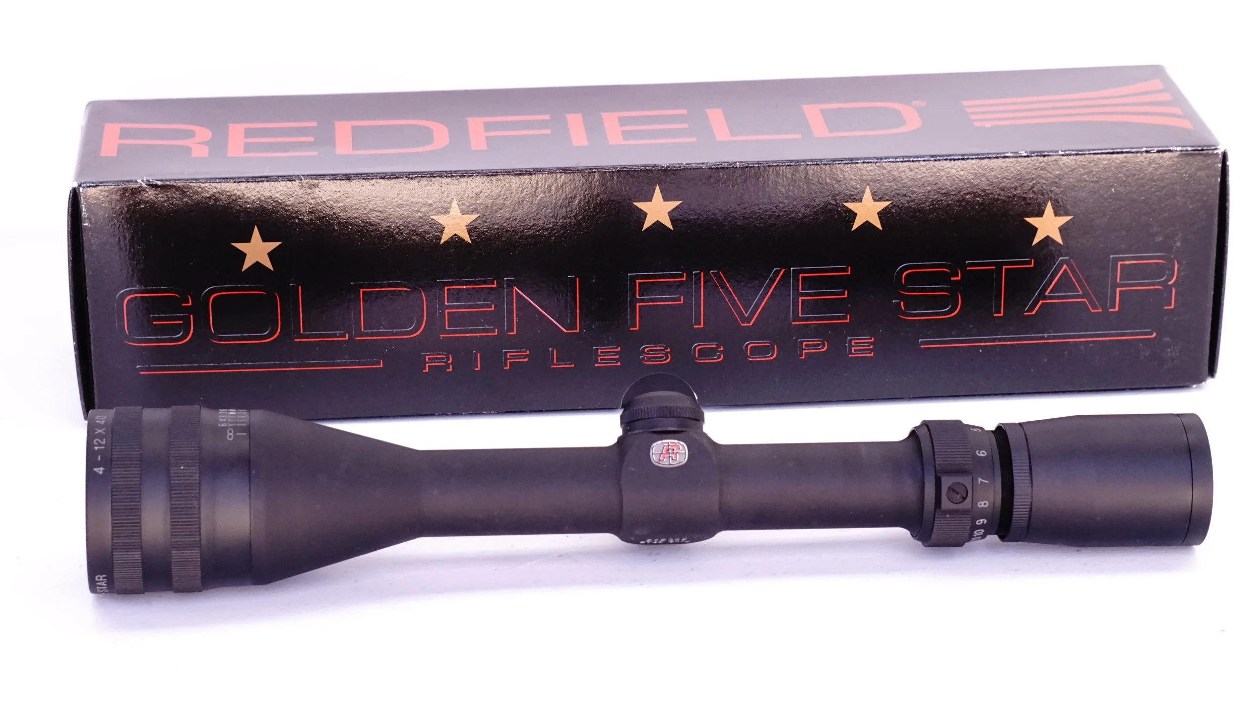 Redfield Golden Five Star 4x12x40mm. 1". Matte. New in Box, Duplex - Refurbished.