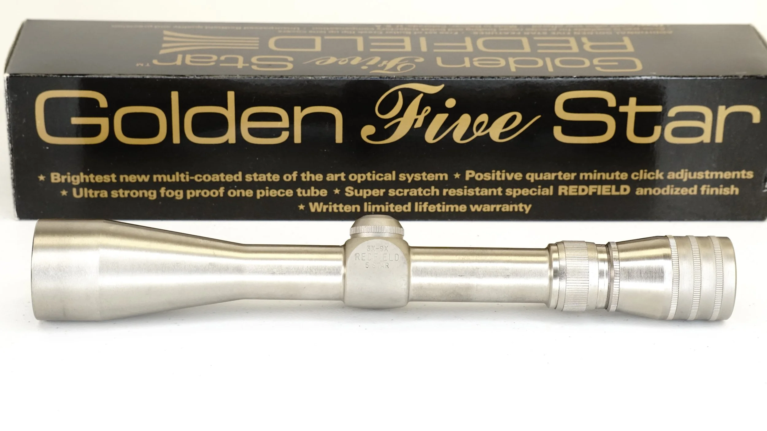 Redfield Golden Five Star 3x-9x. 1". Nickel Plated. Excellent in Box, Duplex - Refurbished.