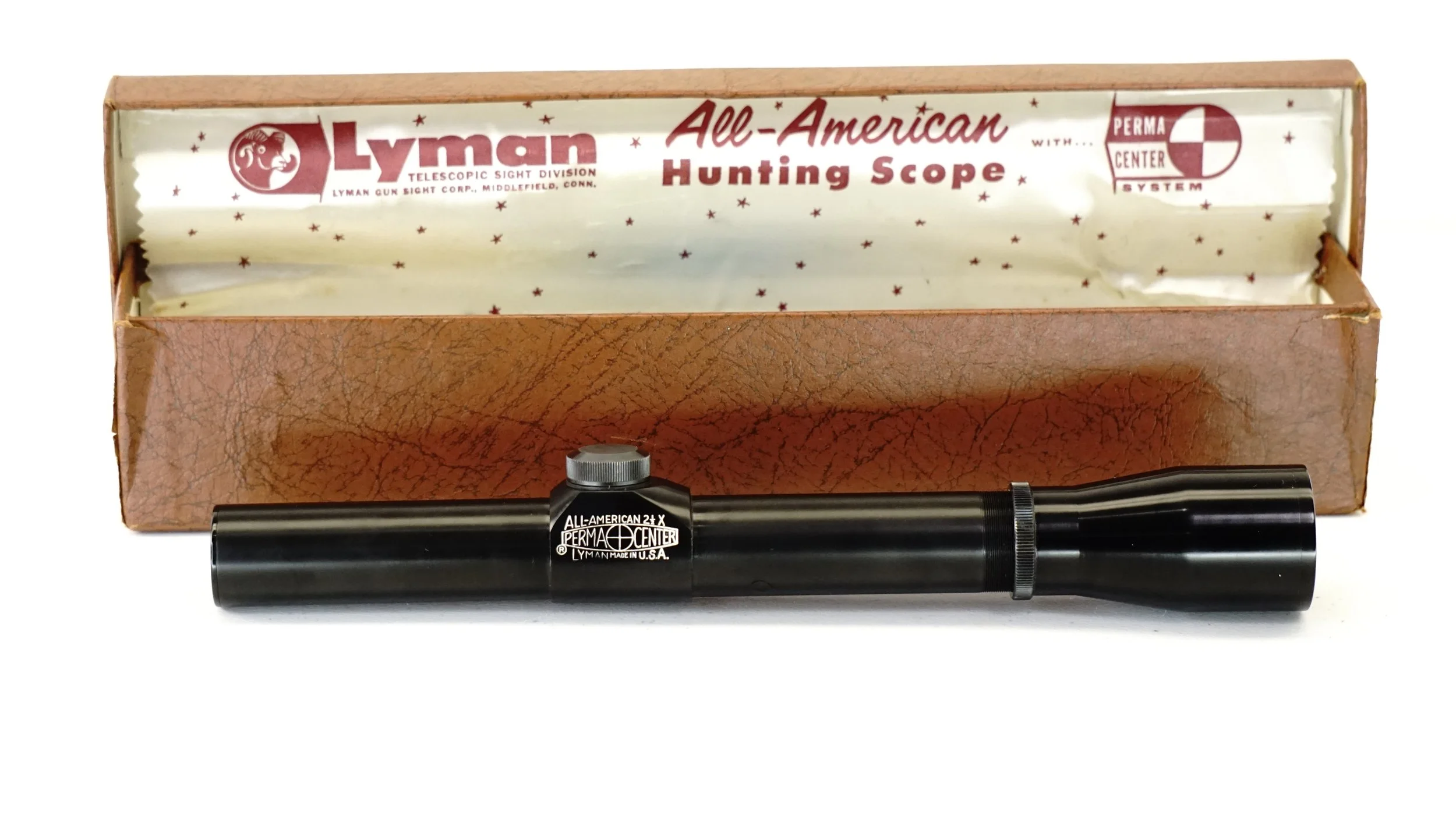 Lyman All-American 2.5x. 1". Perma Center. c.1961-85. New in Box, Crosshair - Refurbished.