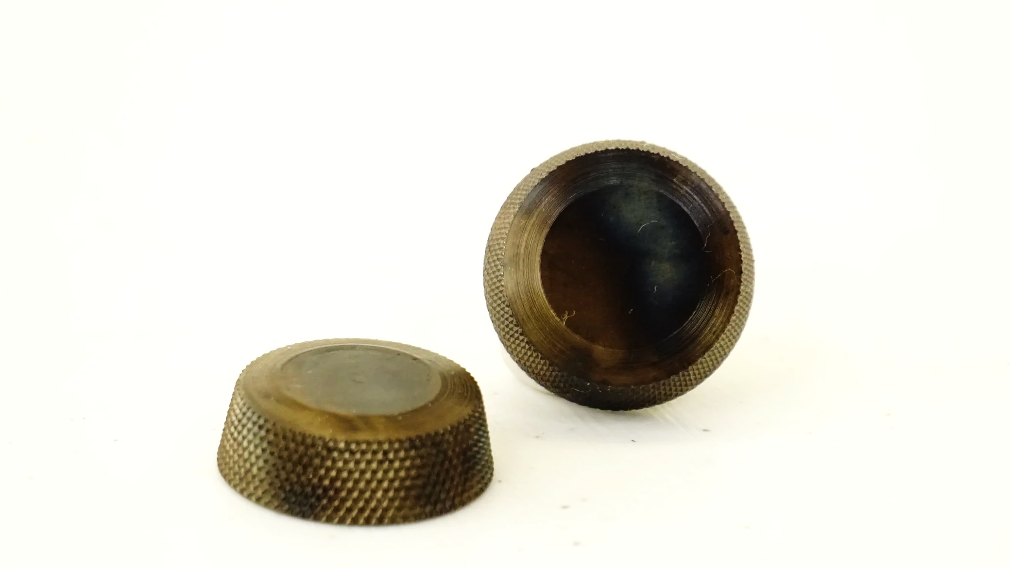1 Pair Weaver Steel Turret Cap Full Knurl. c.1970-77. Color Case Hardened.