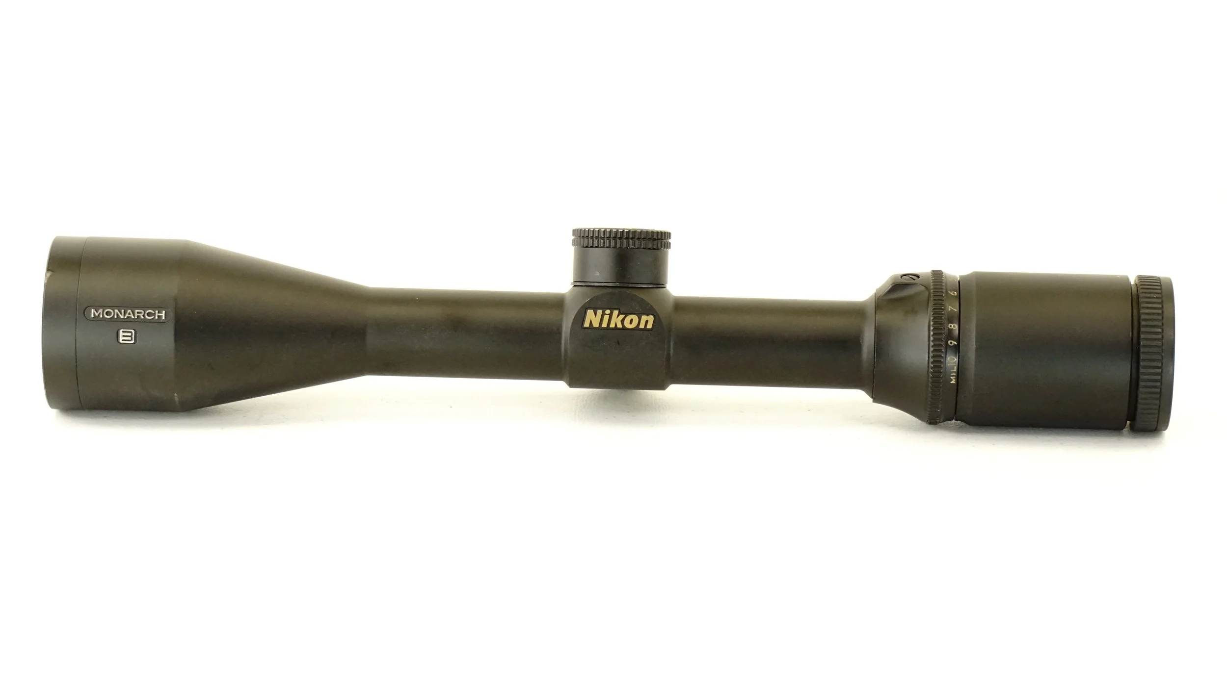 Nikon Monarch 3 3.5x-10x. 1". c.2013-2019. Matte finish. Mil Dot, Excellent - Refurbished.