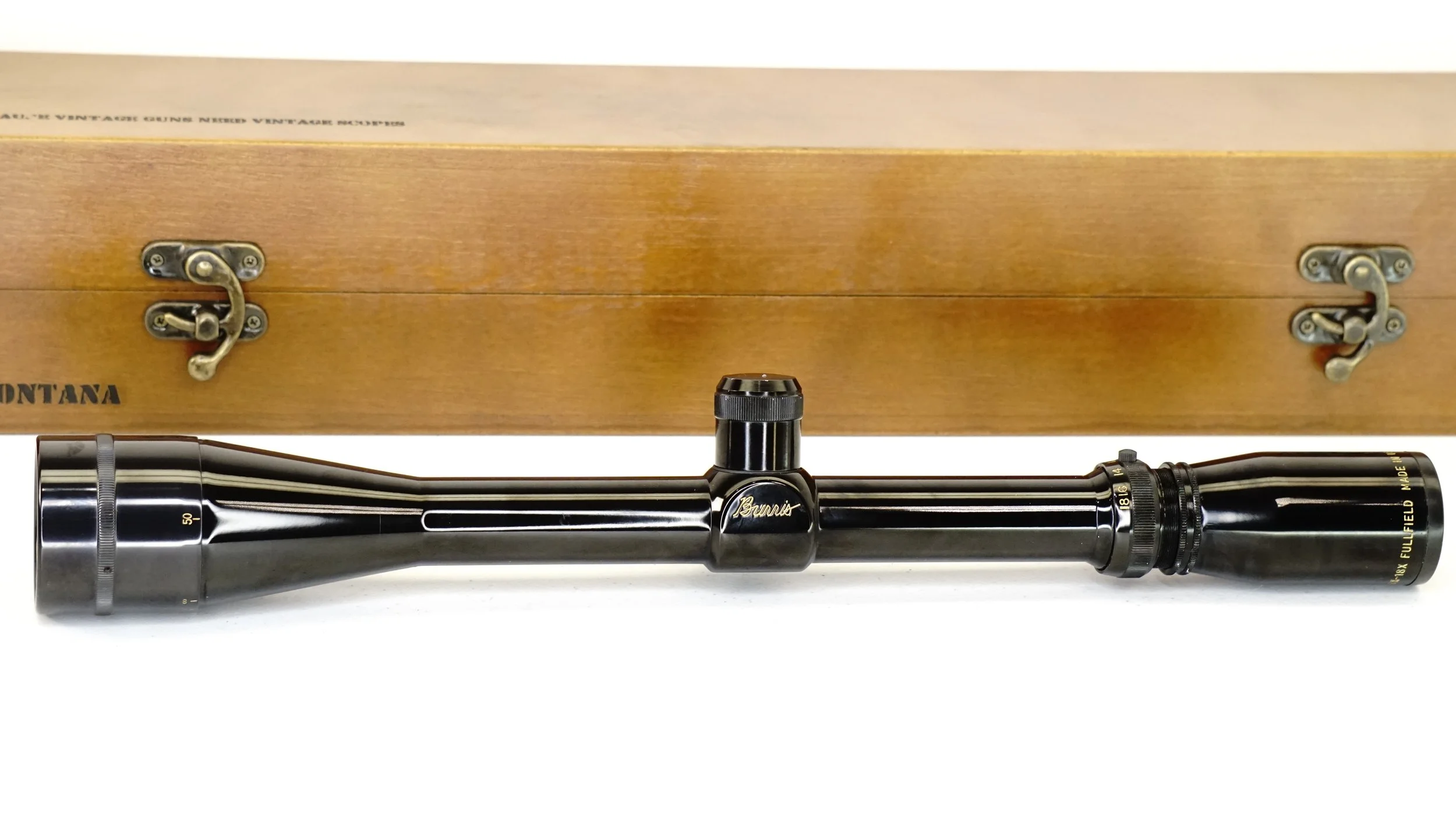 Burris Fullfield 6x-18x with AO and Target Turrets. 1". c.1982-85+. Duplex - Refurbished.