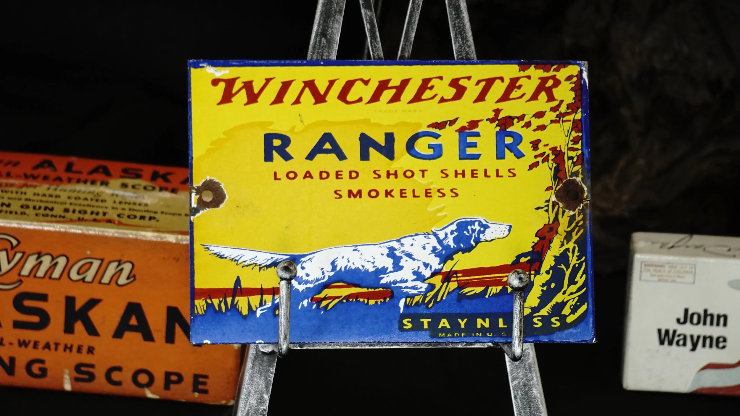 Vintage Porcelain Winchester Ranger Smokeless Shot Shells Sign.