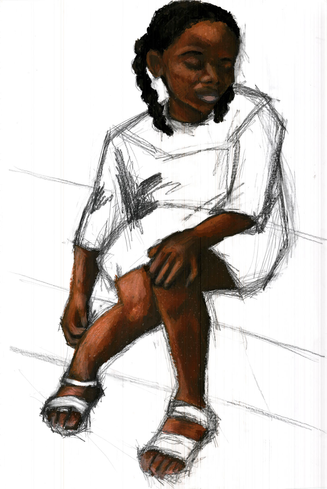  original drawing 18”x36”, graphite, oil pastel 