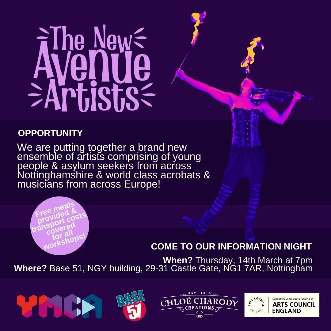 Looking forward to seeing the magic created by this  exciting new troupe of artists. Invitation is open to everyone! Come to our info night! #artisforeveryone #newavenueartists #homelessyouth #youthoffthestreets #notthingham #freelunch #theatre 
Crea