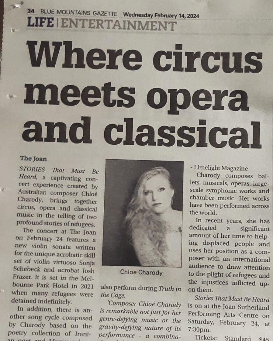 In this week&rsquo;s @bmgazette 😎
&hellip;.
#circusopera #refugee #refugeestories #newmusic #newshow #circus #opera #chloecharodycreations #composer #ontour