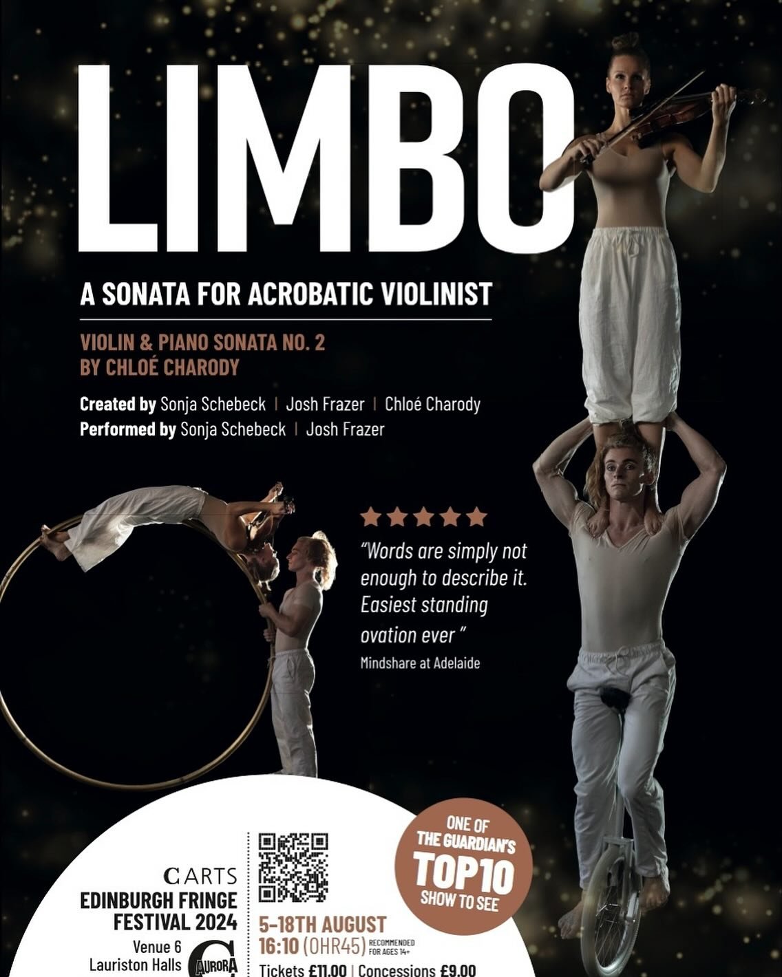 LIMBO has been rated by @guardian as one of the top 10 shows to see this year @edfringe and we open in just under a week! 💪🎻
#artwork by @jazmedia 
&hellip;
#edfringe2024 #unleashyourfringe #chloecharodycreations #sonjaschebeck #joshfrazer #limboso
