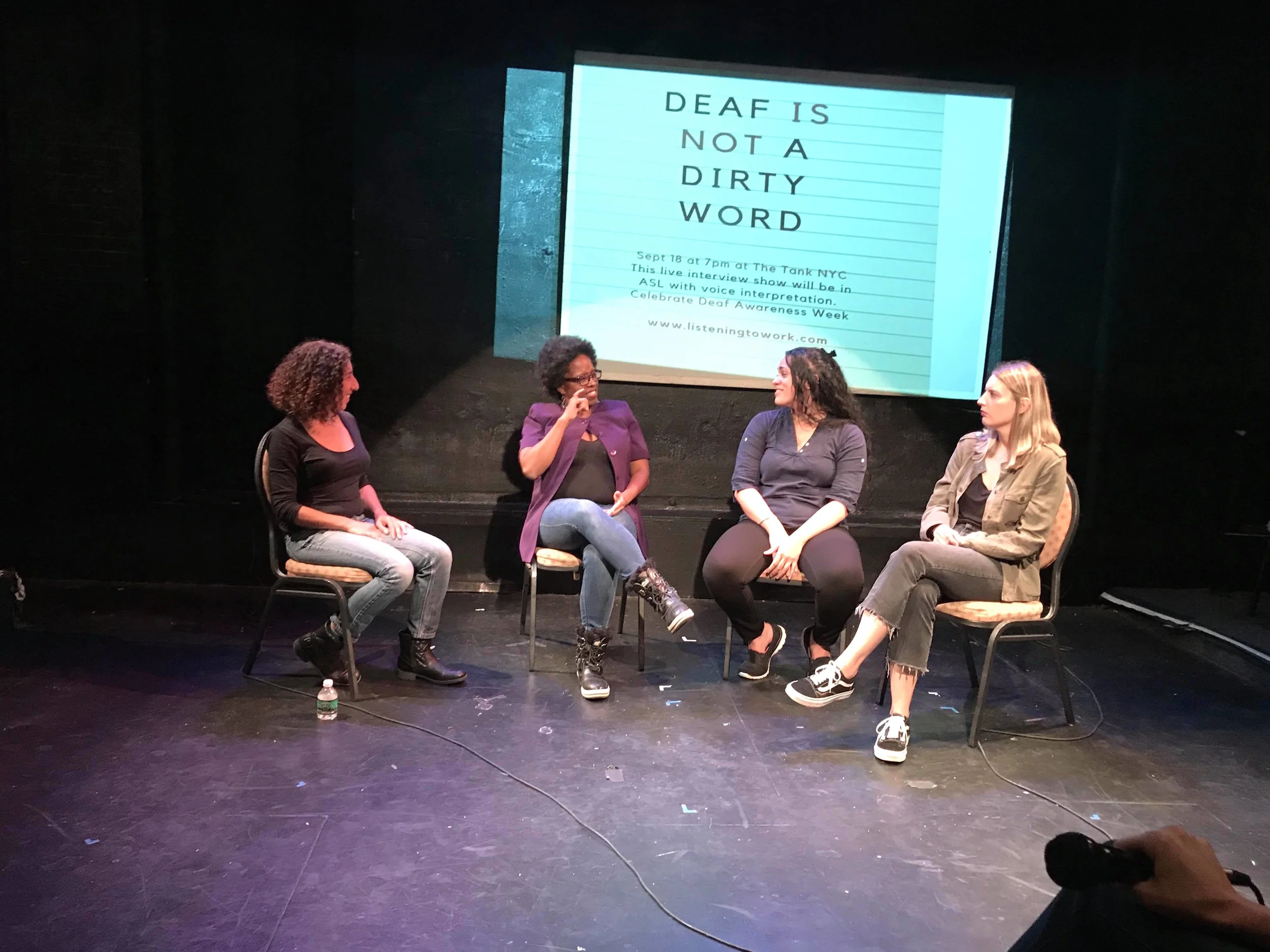 Show #5: Deaf is Not a Dirty Word - 9/18/18 Andria Alefhi interviews Miss Marsellette (dominatrix), Em Torres (vocational rehab counselor) and Brie Montoya (internet start-up customer rep) discuss the additional dynamics of being Deaf at work in ASL.