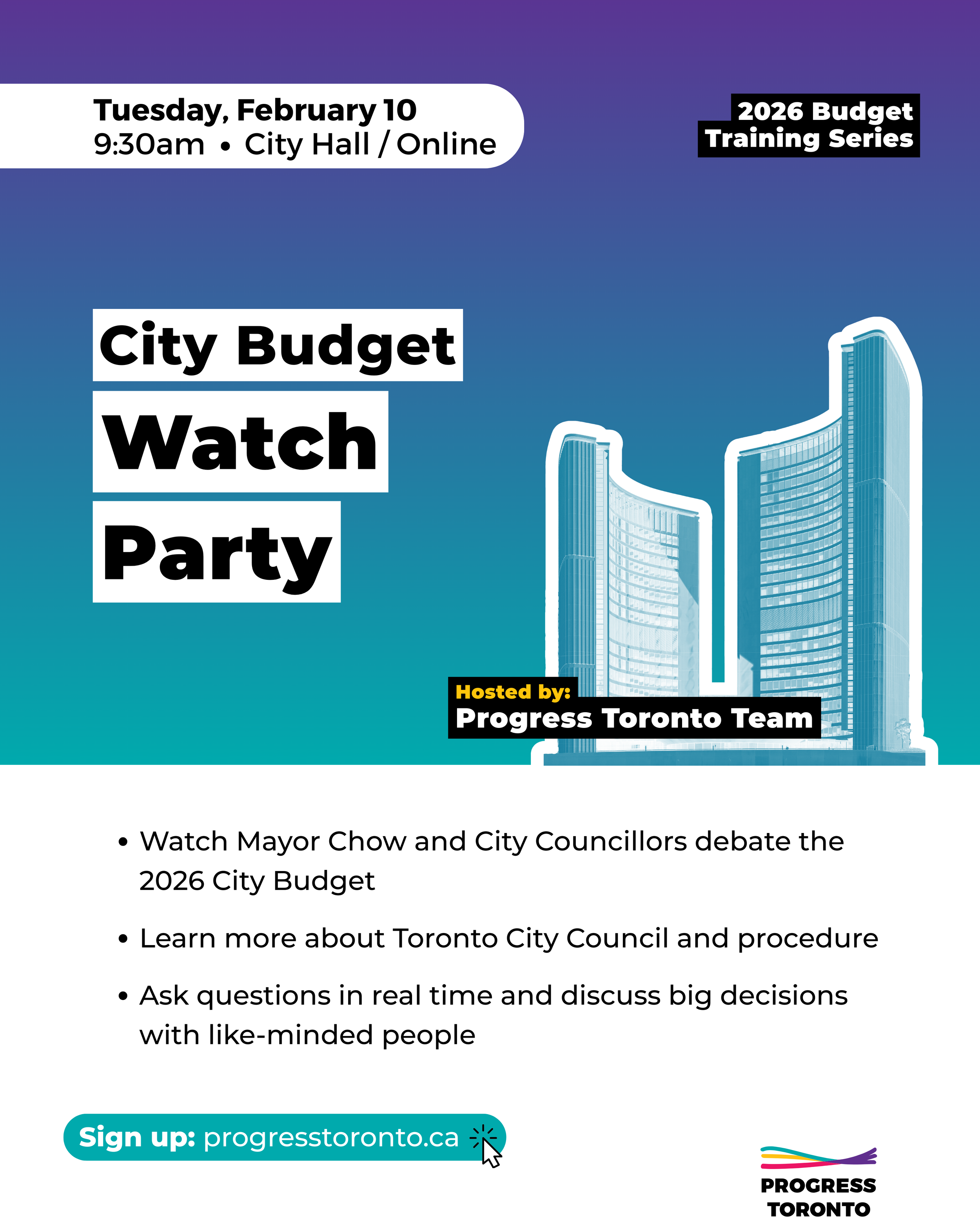 Watch the City Budget Meeting with Progress Toronto