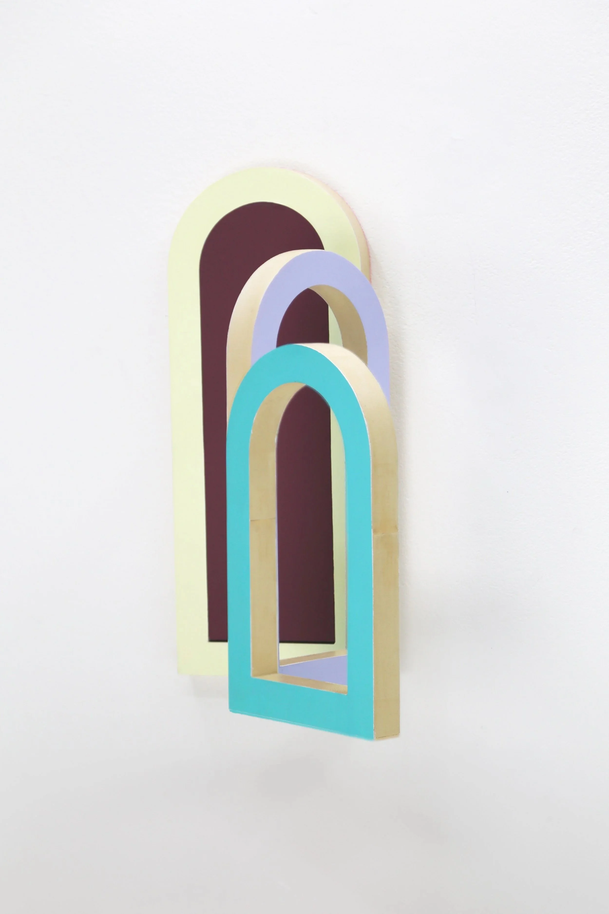   Z-fold Rainbow Painting # 1   2025, Acrylic on PLA wood with brass,  30 x 12 x 5.5 cm (folded), 30 x 36 x 1.8 cm (open) 