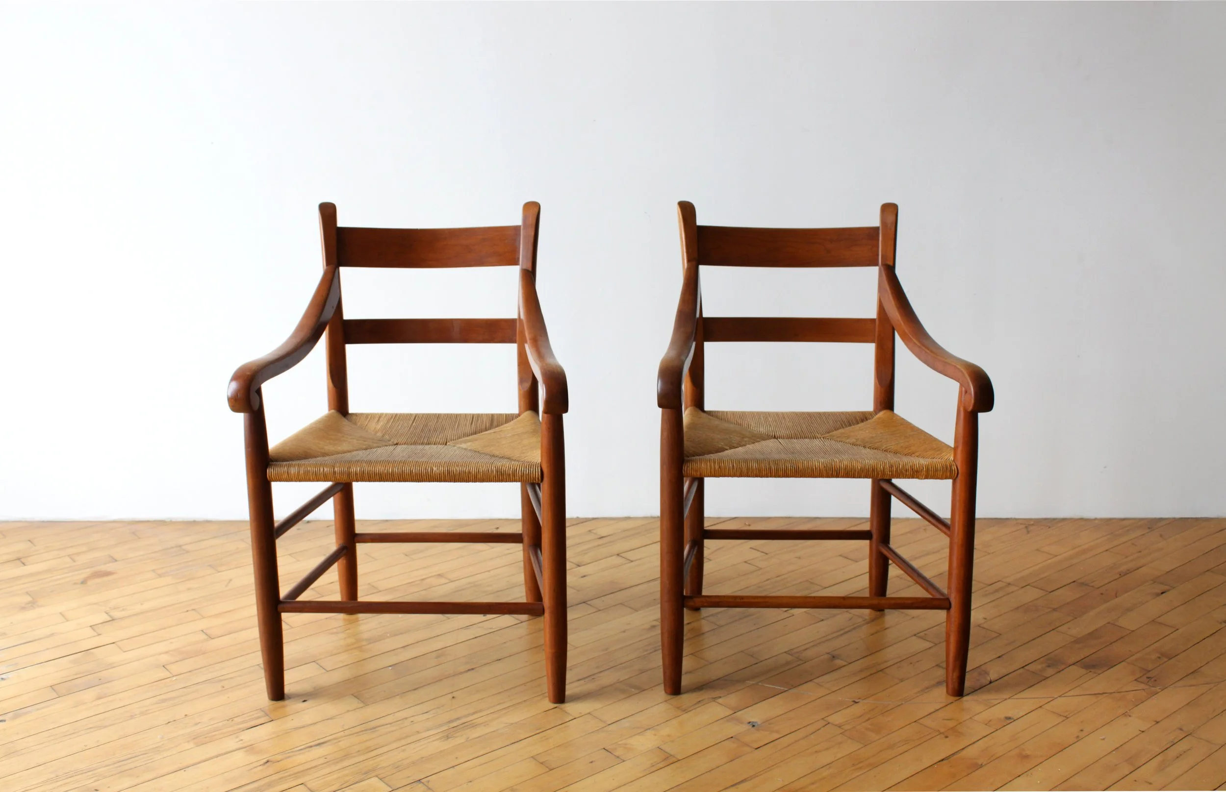Charles Webb Cherry and Rush Arm Chairs