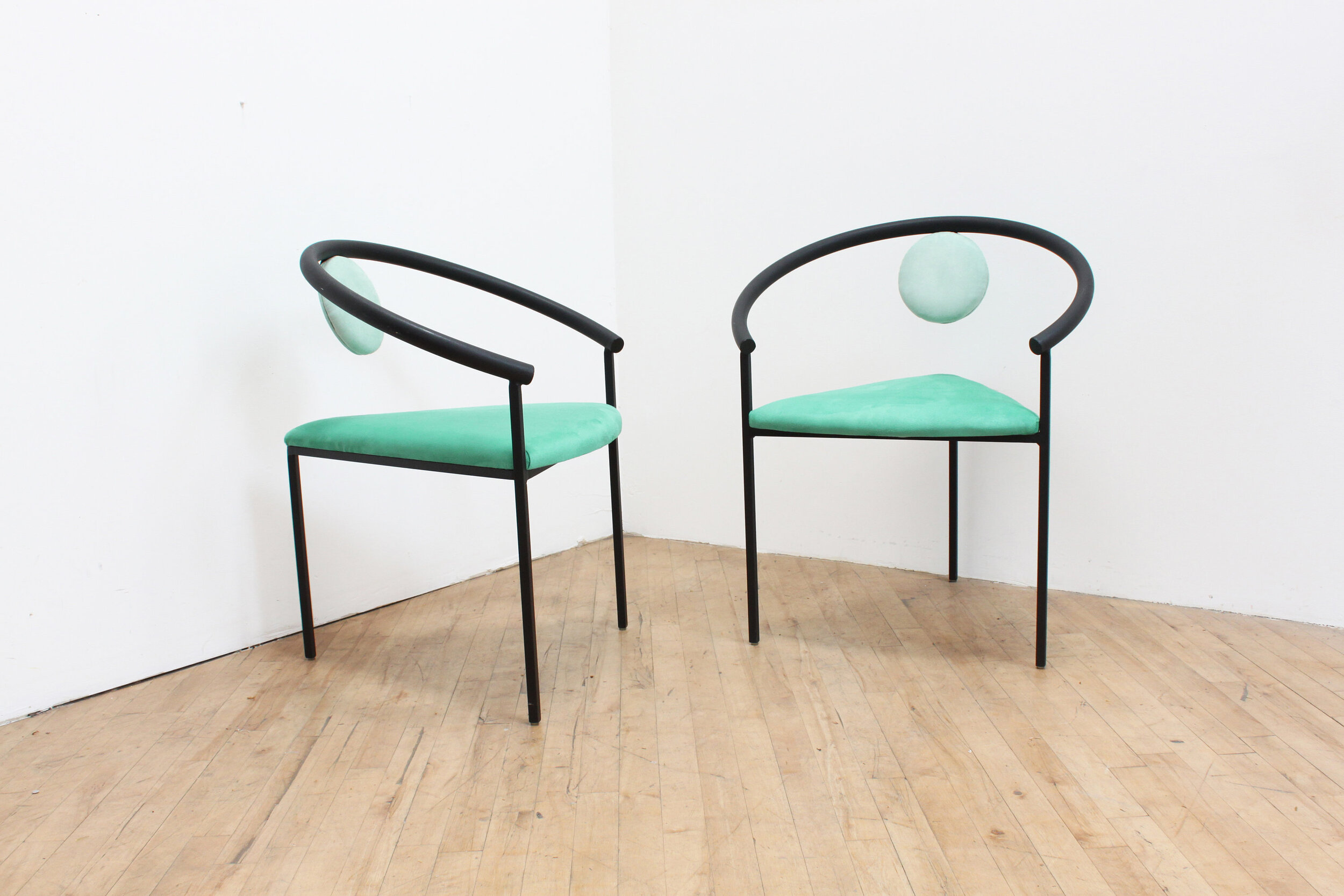 SOLD Memphis Dining Chairs 8 Postmodern Ettore Sottsass Style 80s Chairs Postmodern Set Accent Tripod Triangle Geometric