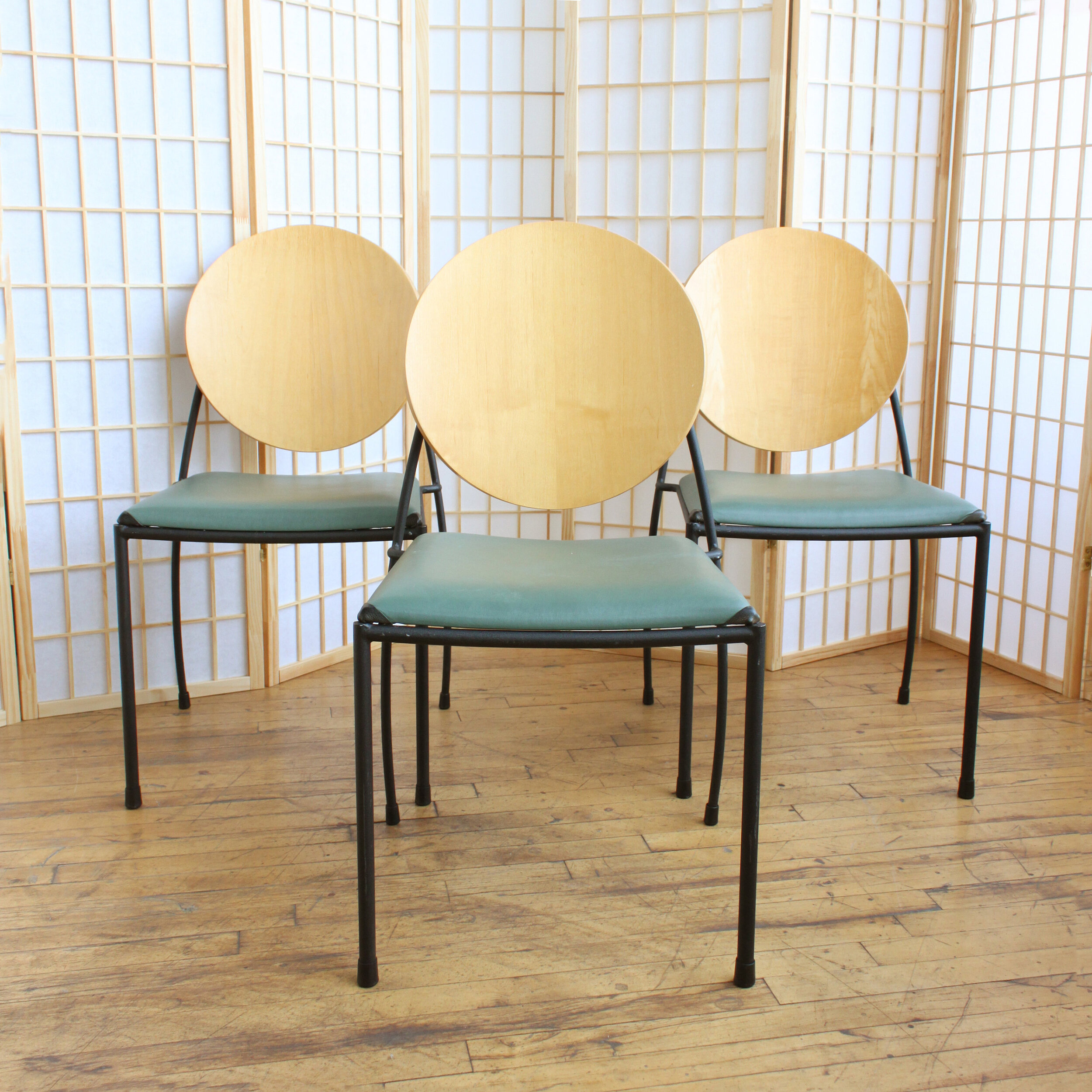 Dakota Jackson Stacking Chairs Postmodern Leather and Iron Vik-ter II 2