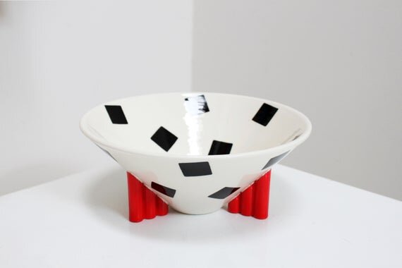 Vintage Memphis Bowl- Ceramic Postmodern 80s 90s