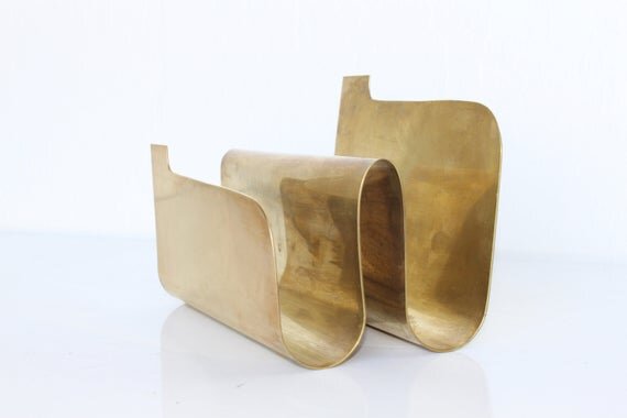 RESERVED Vintage Sarreid Brass Letter Holder Wavy Ripple