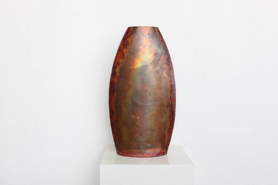 Large Modernist Solid Copper Vase