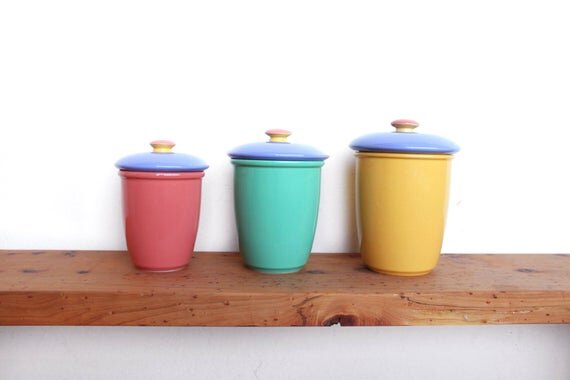 Vintage Lindt-Stymeist Colorways Canisters- Mint Set, Ceramic 1980s