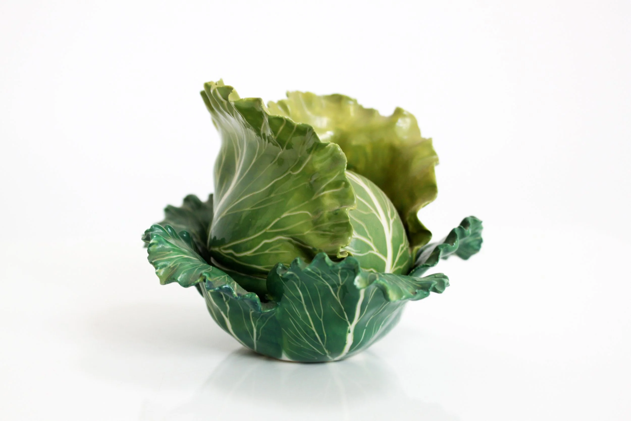 Porcelain Trompe l'Oeil Green Cabbage by Didier Gardillou