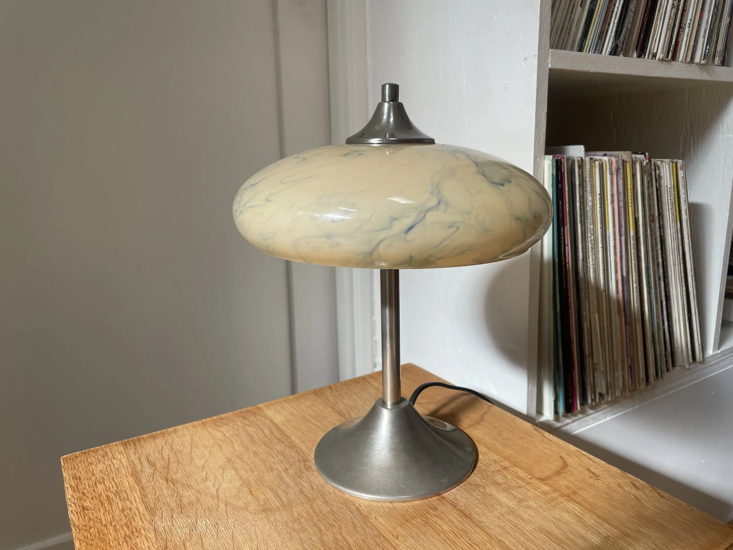 Italian Glass and Aluminum Lamp