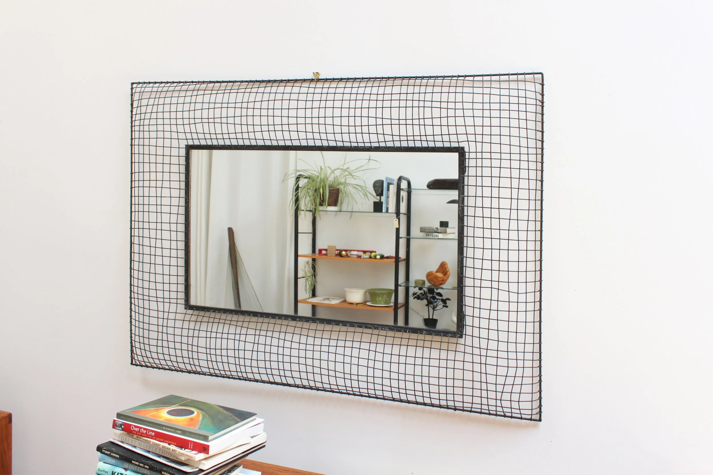 Vintage 3D Wire Grid Framed Mirror