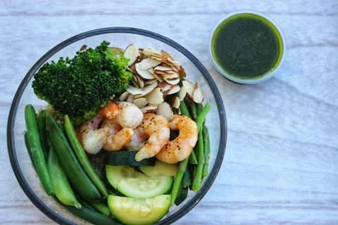         I've Got To Be Seen, Green! Evergreen Bowl w/ Honey-Lemon Shrimp & Cilantro Dressing 