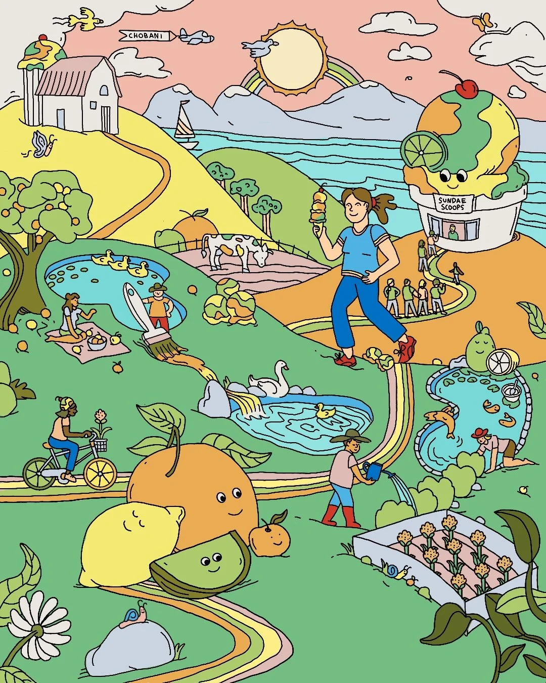 Chobani Seek and Find Illustration