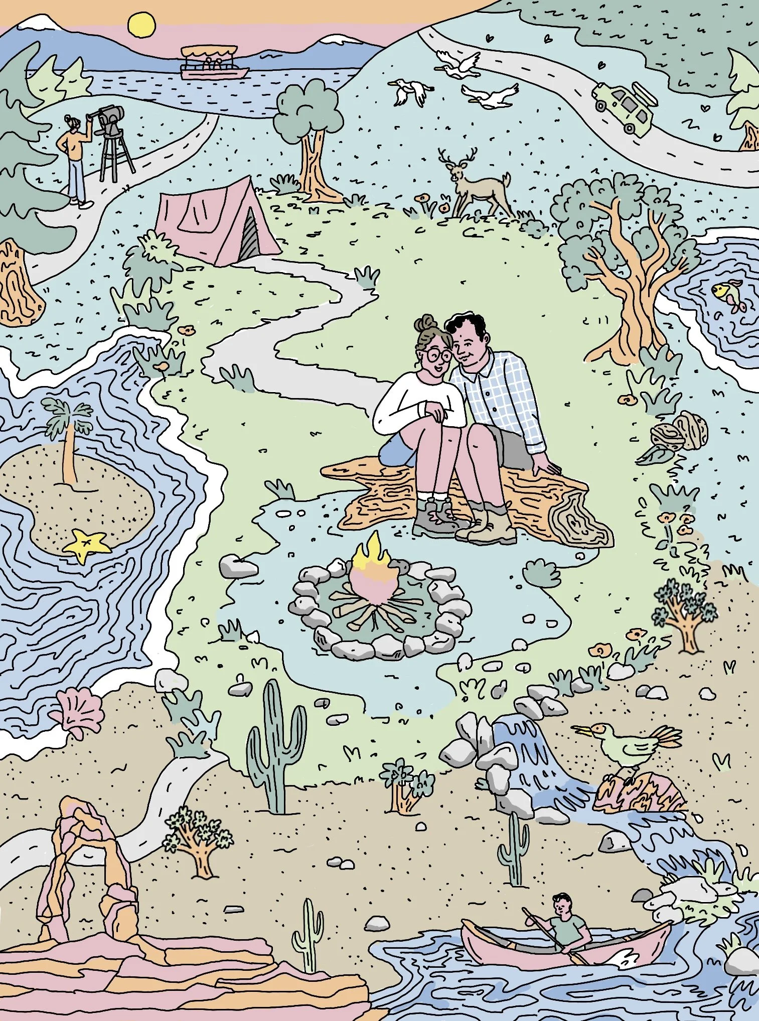 Custom Camping Illustration for a Couple