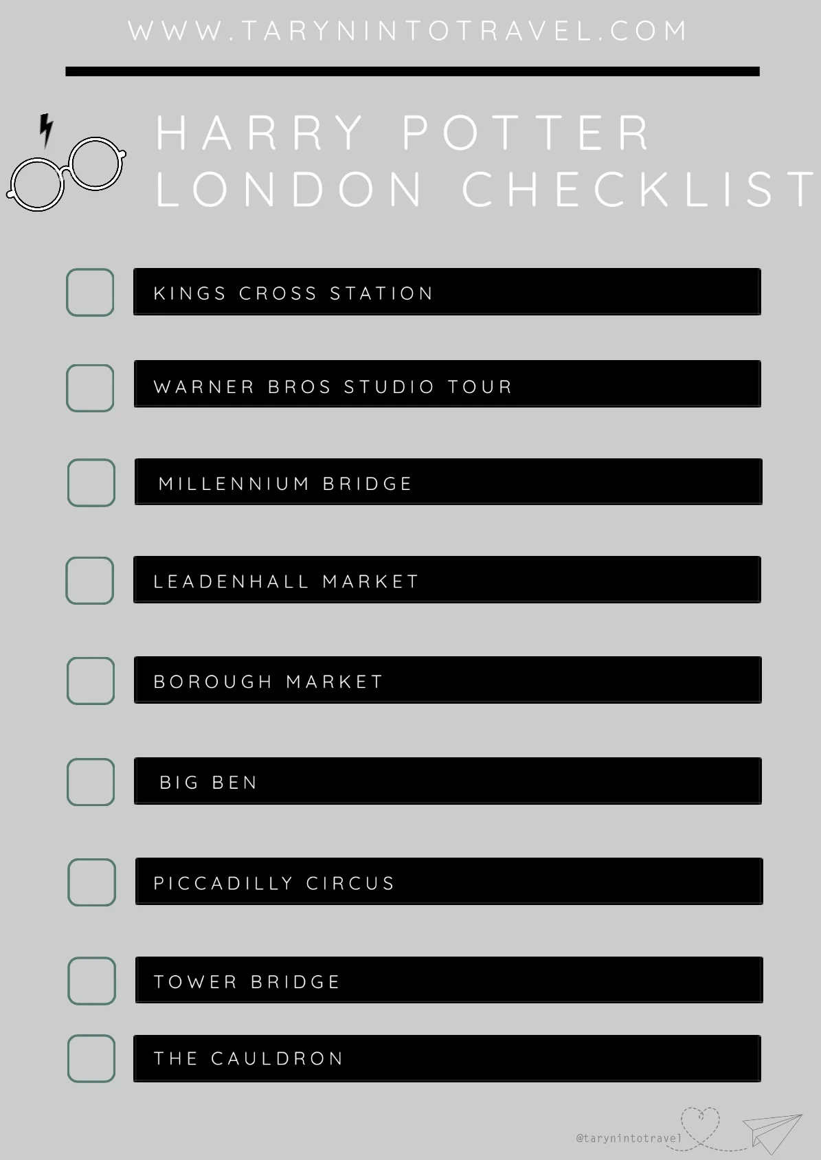 Harry Potter London Checklist