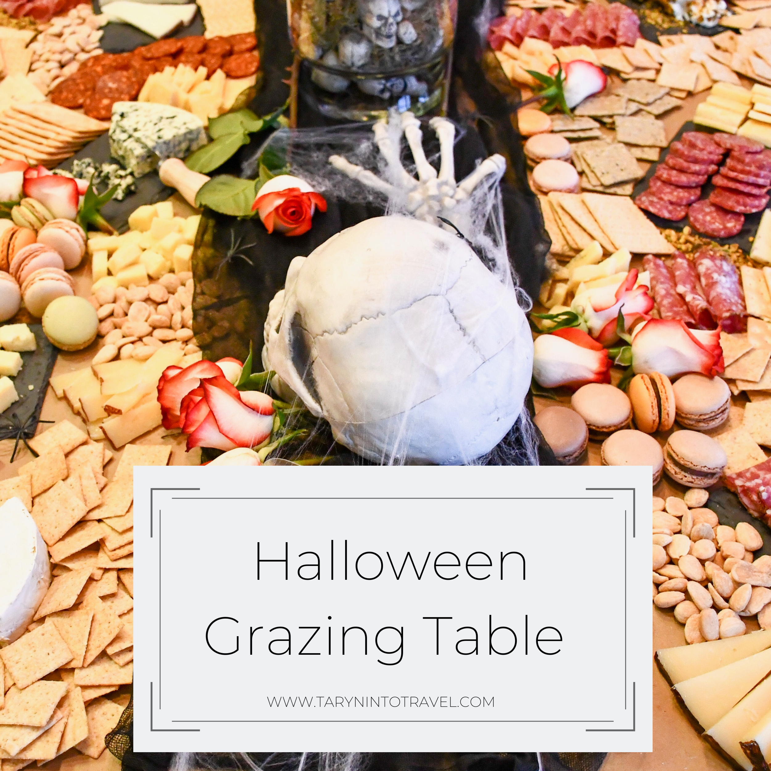 www.tarynintotravel.com | Halloween Grazing Table | #grazingtable #halloweentablescape #halloweenfood 