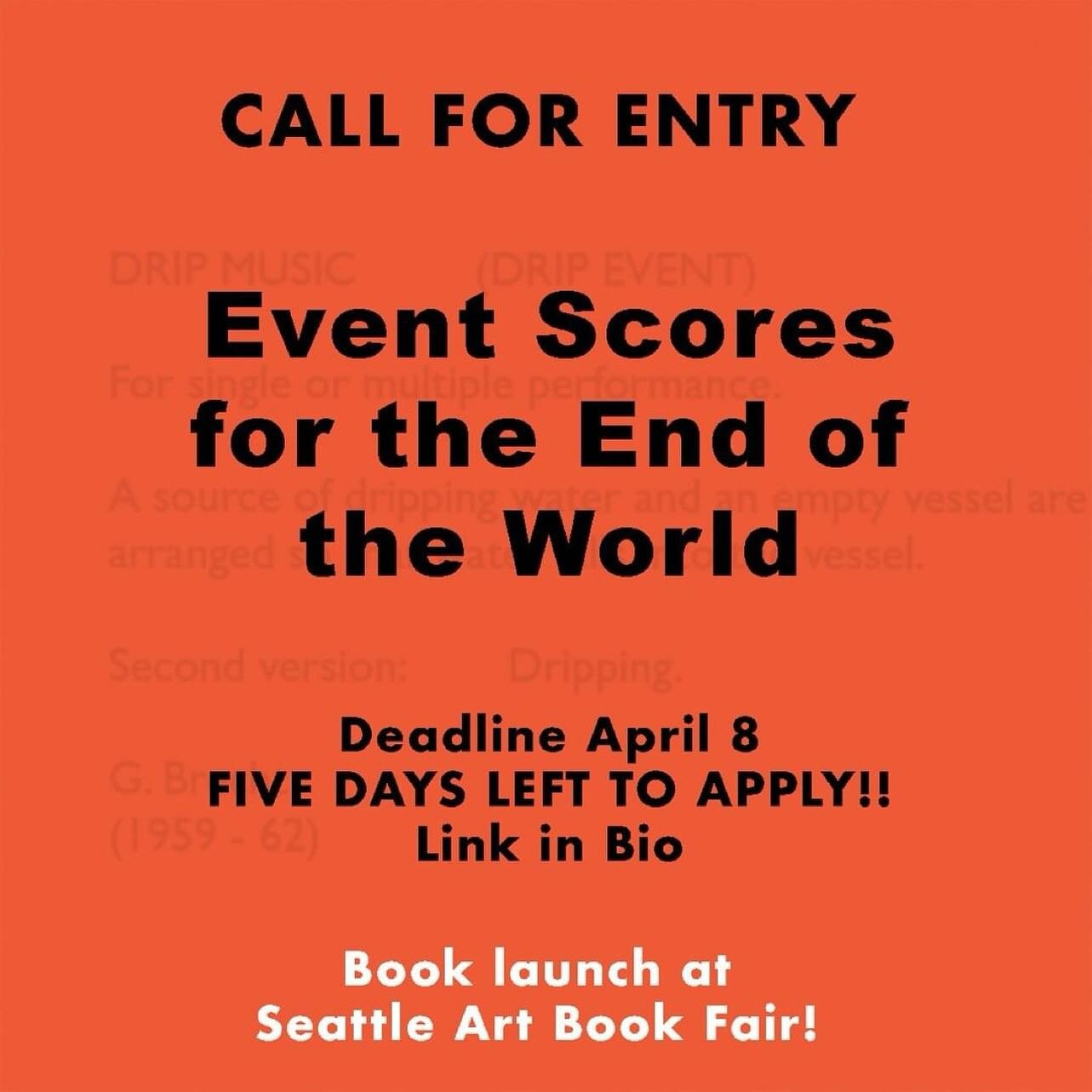 Repost from @adelaide_blair OKAY Y&rsquo;ALL, only 5 days left to apply! If you want to learn more about event scores, there are links to examples on the application form.

WRITERS and ARTISTS! My new project (The PNW Conceptual Art Center - a concep