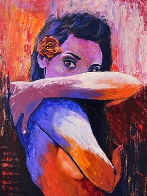 Graciela Elisa Nunez Bedoya “Woman with a Rose (Self-Portrait)” | 40” x 30” | $2005