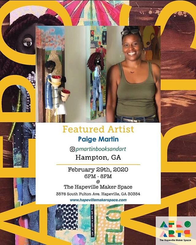 Check out @pmartinbooksandart creations at 6pm at the Hapeville Maker Space &bull;
&bull;
#atlanta #dekalb #paintshow #atlpainter #atlartshow #atlfridaynights #atlSatudays #its🔥 #itssaturday #galleryofart #onthecomeup #atlantaart #atlantaartist #atl