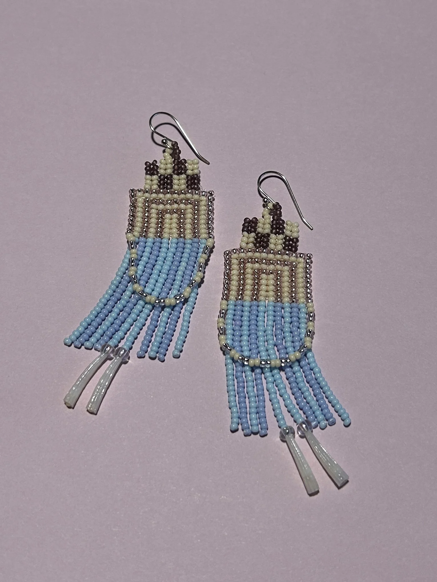 beaded loop and dentalium earrings