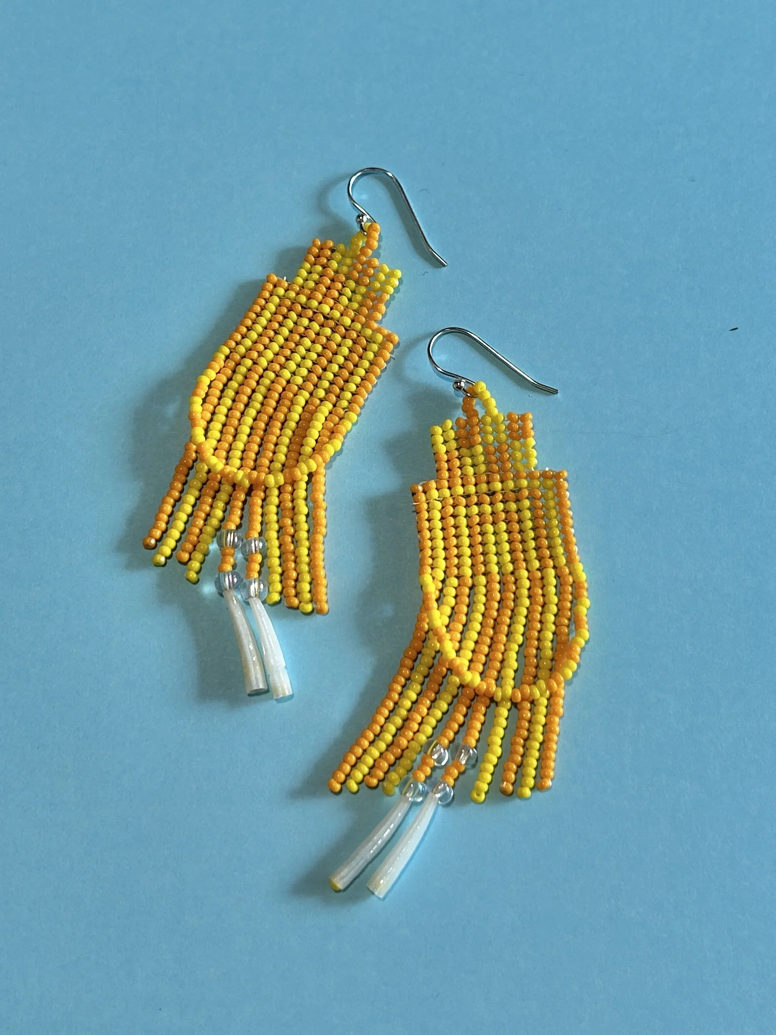 beaded loop and dentalium earrings