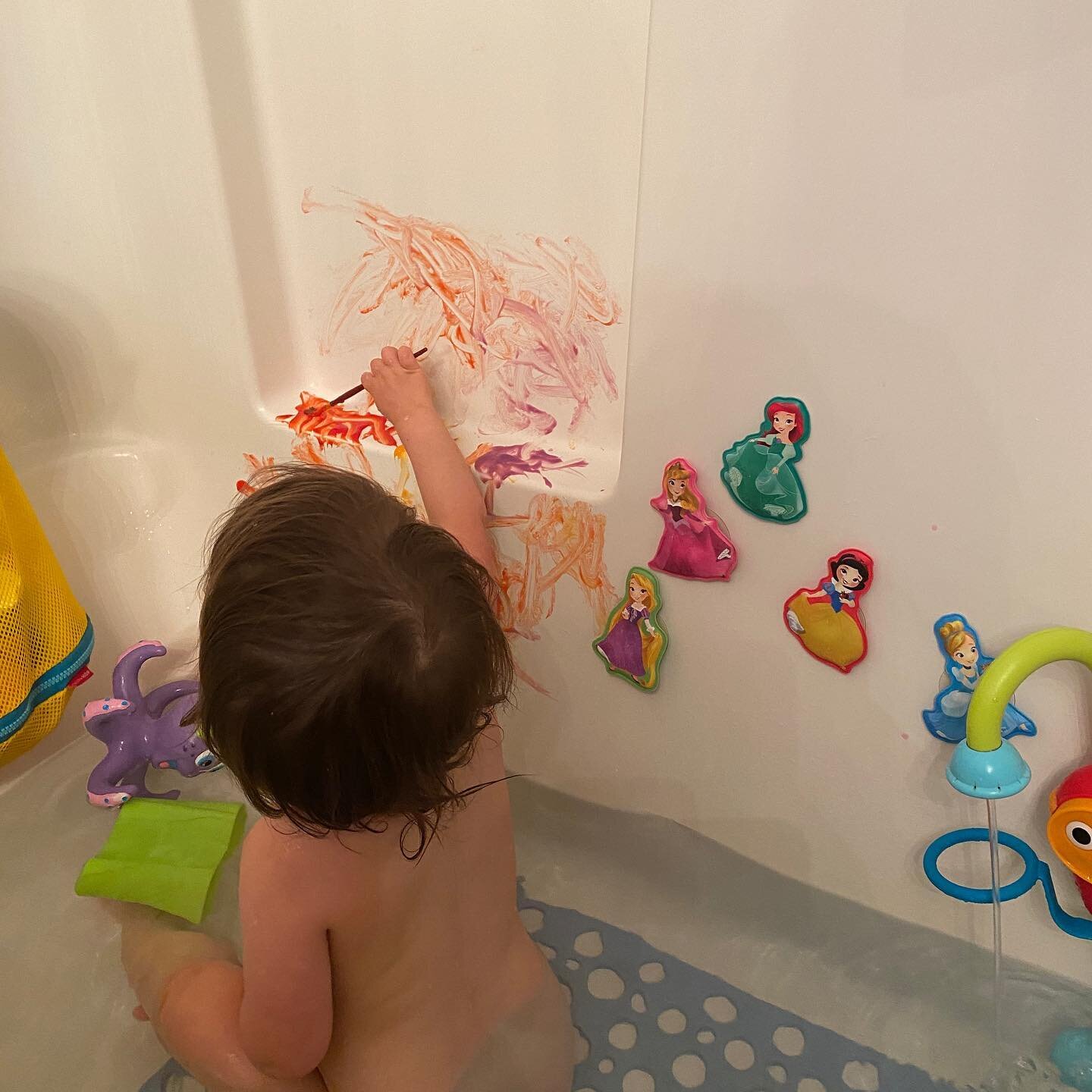 Painting in the tub #ittybittymisslily this will be harder to save.