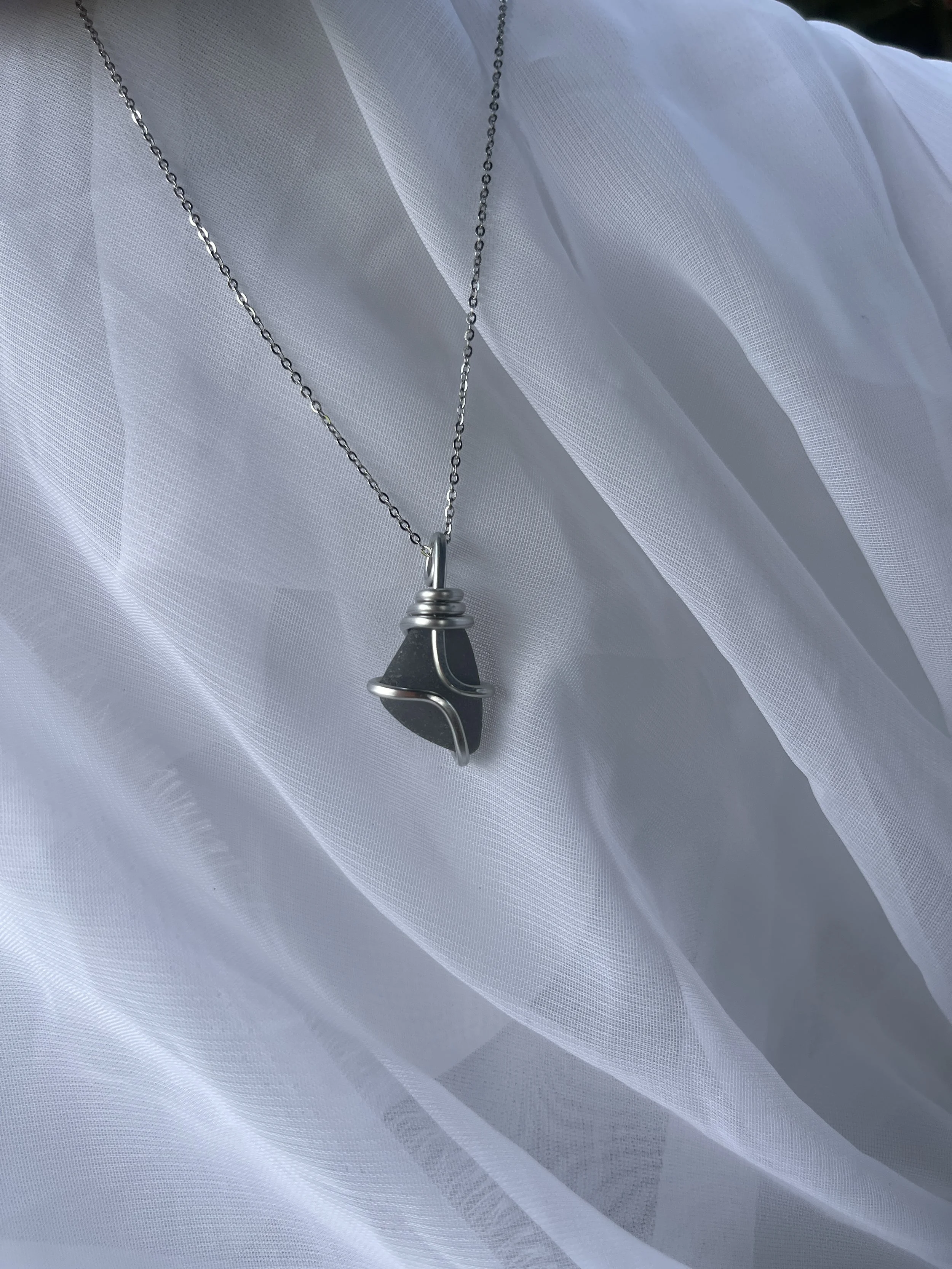 Grey Sea Glass Necklace